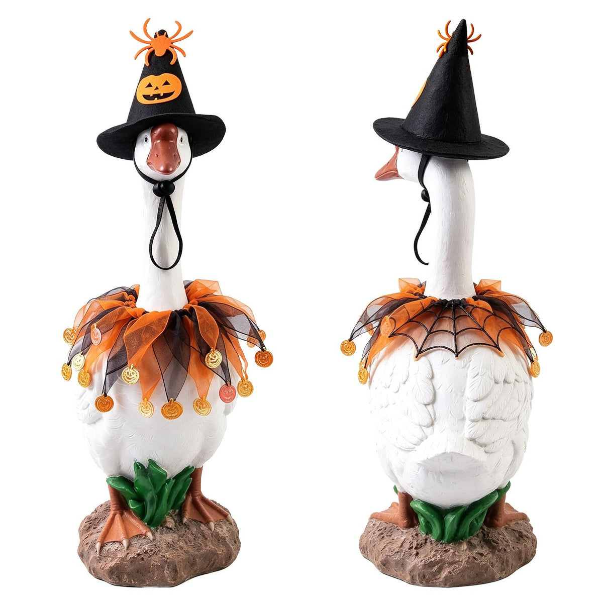 Halloween Porch Goose Costume, 4 Styles Decor Outfit with Adjustable Straps, Polyester Statue Clothes for 23 Inch Porch Goose Outdoor Decor