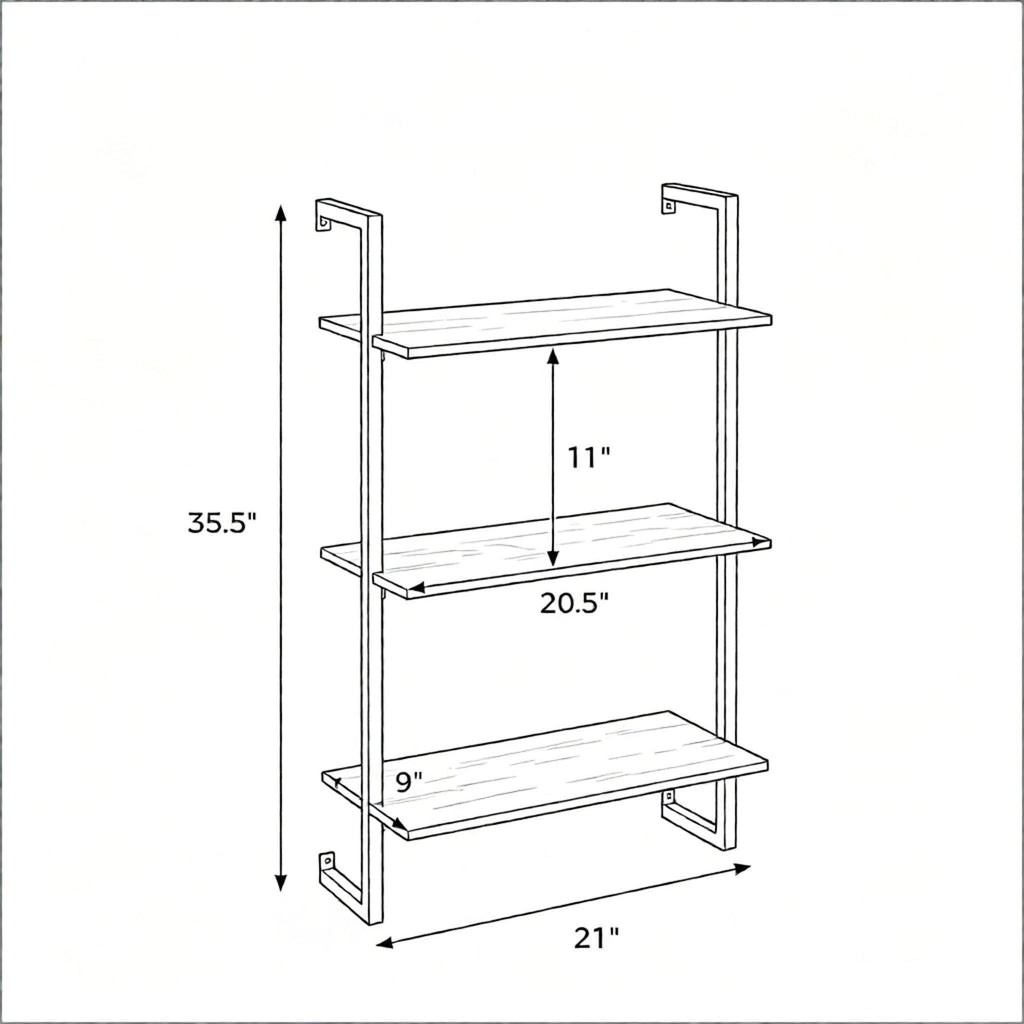 Modern 3-Tier Floating Shelf for Kitchen Living Room Home Office Bathroom - Wall Mounted Storage Organizer Rack