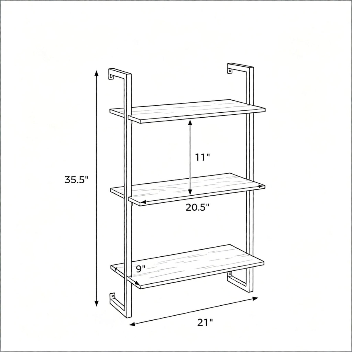Modern 3-Tier Floating Shelf for Kitchen Living Room Home Office Bathroom - Wall Mounted Storage Organizer Rack