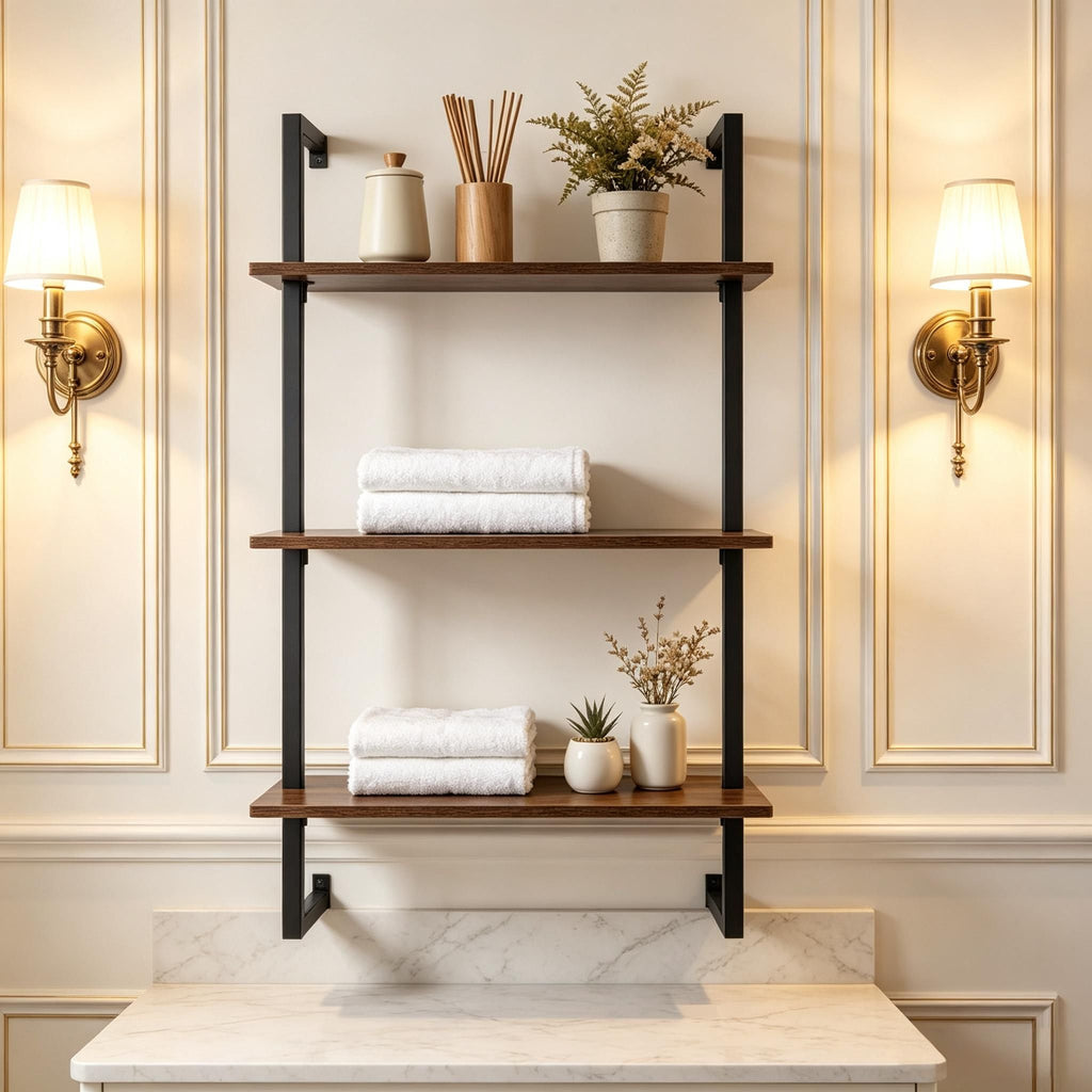 Modern 3-Tier Floating Shelf for Kitchen Living Room Home Office Bathroom - Wall Mounted Storage Organizer Rack