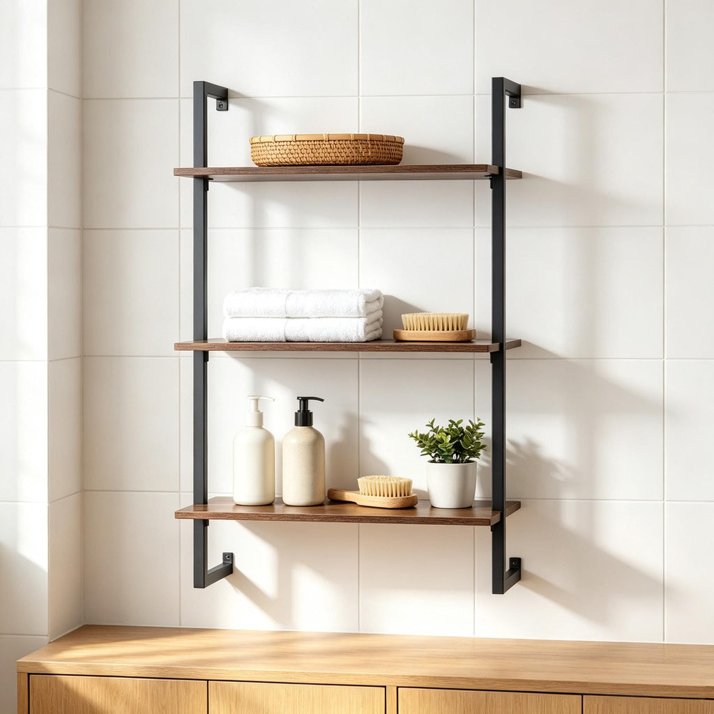 Modern 3-Tier Floating Shelf for Kitchen Living Room Home Office Bathroom - Wall Mounted Storage Organizer Rack