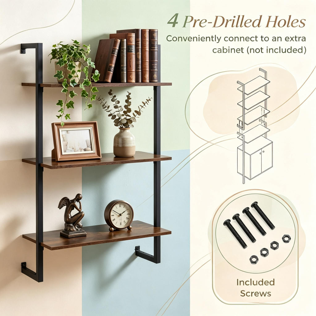 Modern 3-Tier Floating Shelf for Kitchen Living Room Home Office Bathroom - Wall Mounted Storage Organizer Rack