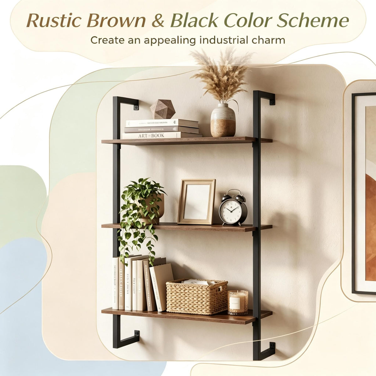 Modern 3-Tier Floating Shelf for Kitchen Living Room Home Office Bathroom - Wall Mounted Storage Organizer Rack