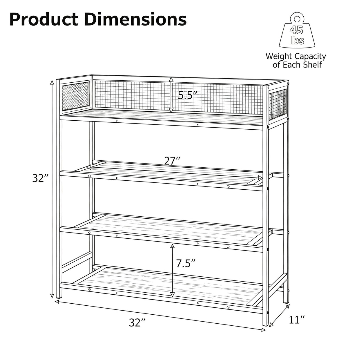 4-Tier Shoe Rack with Heavy