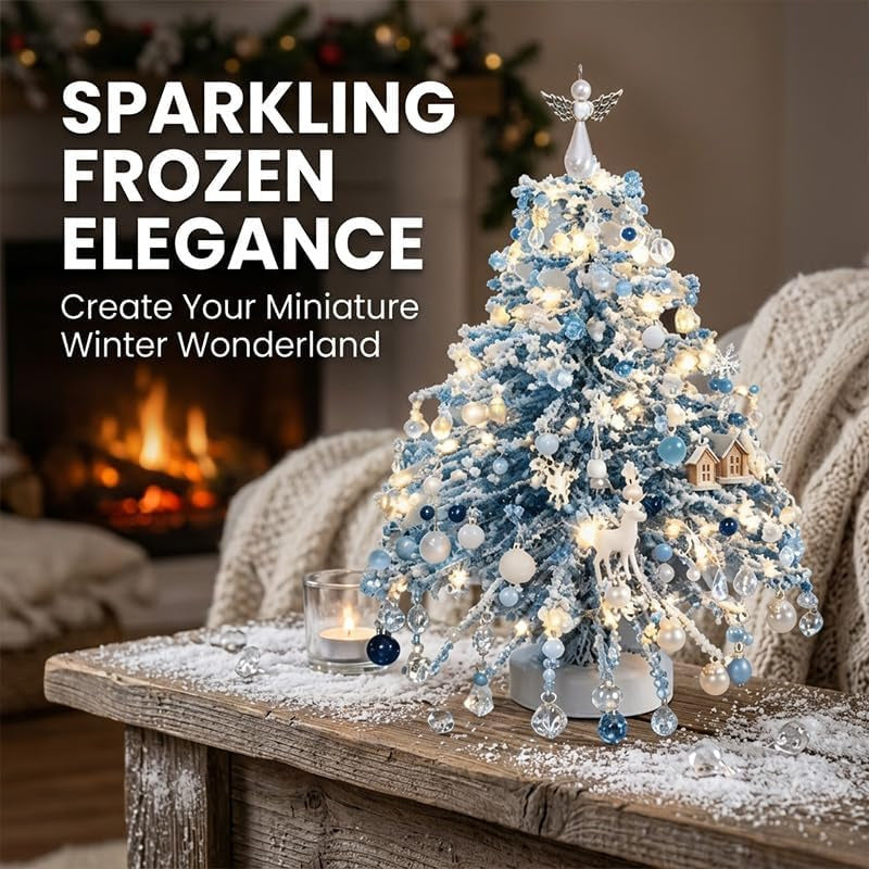 DIY Beaded Christmas Tree Set, Handmade Material Package for Adult Festivals | Colorful Beads, Decorative Pendants,Angel Tree Top Star, Warm Light Display, Desktop Decoration, Festival Gifts