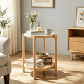 round Side Table 2-Tier Tempered Glass Top End Table for Living Room Decorative Coffee Table