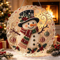 Christmas Pearl Diamond Art Painting Suncatch Kit,DIY Craft (8in) | Pre-Assembled Metal Chain,Acrylic Round Board with Lace Edge,3D Mixed-Sized Pearl Beads Craft,Festive Window Wall Decor (Snowman)