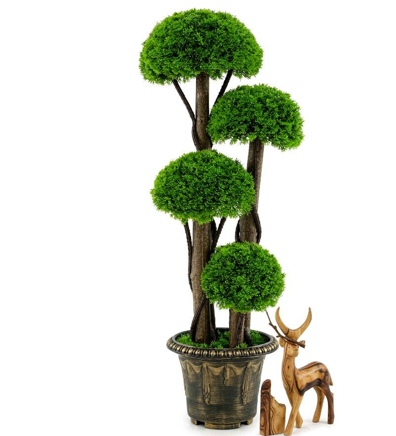 3 FT Artificial Cypress Topiary Tree Realistic Greenery with Spiral Vines And Real Wood Trunks for Home Decor