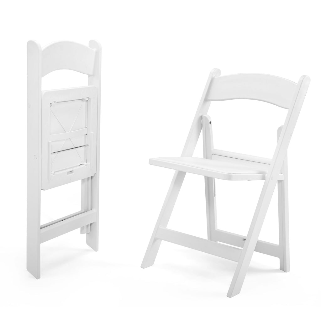 Steel Tube Folding Chair, White (2pcs)