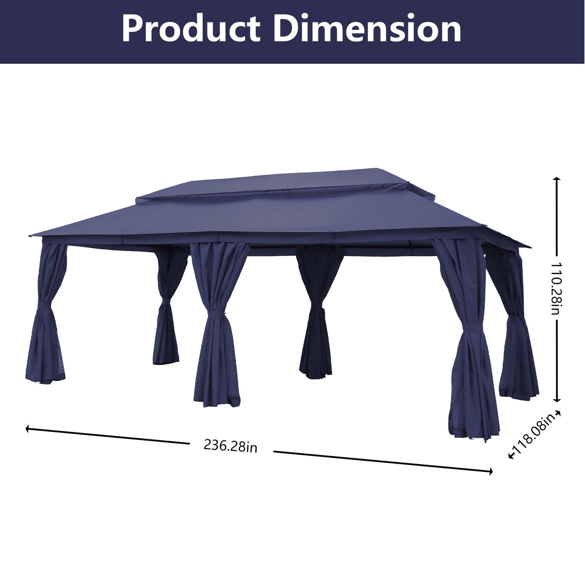 Outdoor Patio Gazebo, Roman Canopy Tent Shelter with Mosquito Netting and Privacy Sidewalls, PA-Coated Heavy Duty Frame for Backyard Garden, Gray