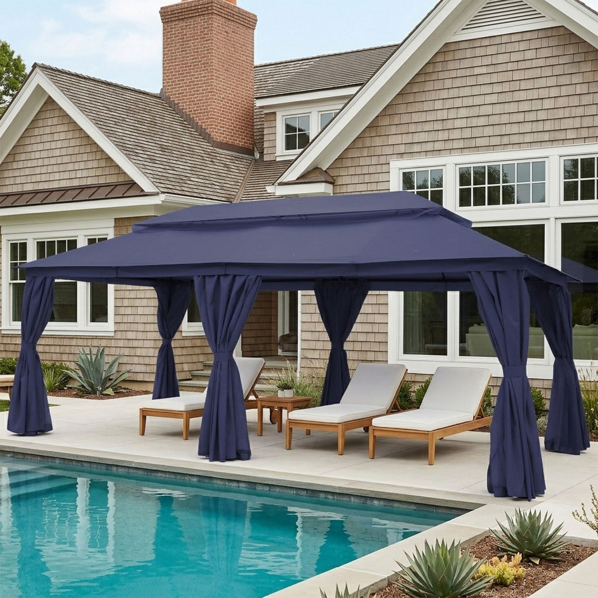 Outdoor Patio Gazebo, Roman Canopy Tent Shelter with Mosquito Netting and Privacy Sidewalls, PA-Coated Heavy Duty Frame for Backyard Garden, Gray