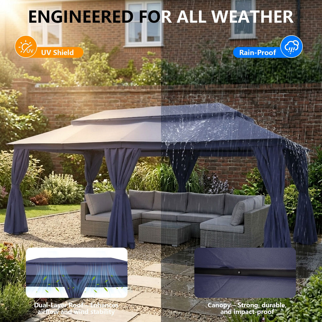 Outdoor Patio Gazebo, Roman Canopy Tent Shelter with Mosquito Netting and Privacy Sidewalls, PA-Coated Heavy Duty Frame for Backyard Garden, Gray