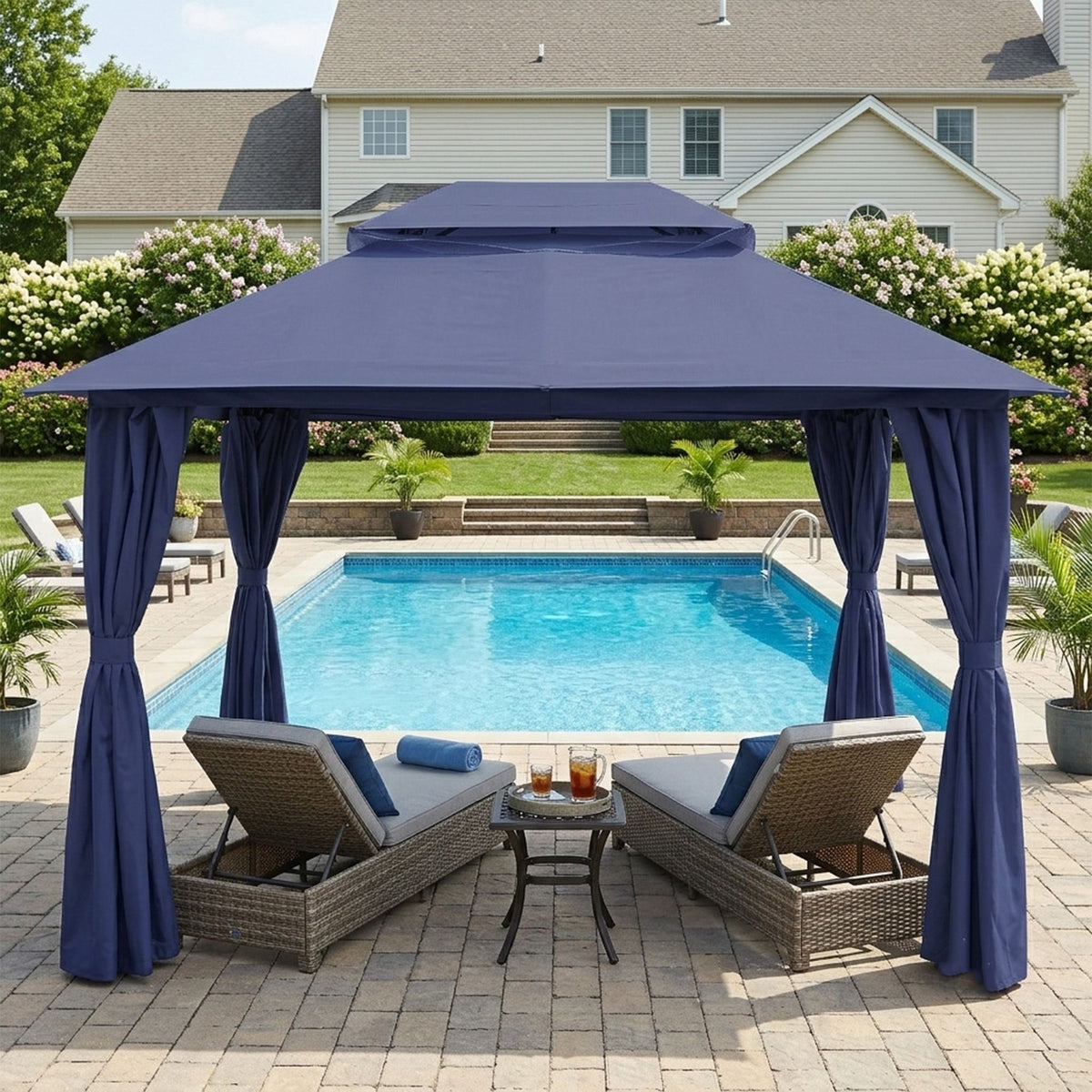 Outdoor Patio Gazebo, Roman Canopy Tent Shelter with Mosquito Netting and Privacy Sidewalls, PA-Coated Heavy Duty Frame for Backyard Garden, Gray