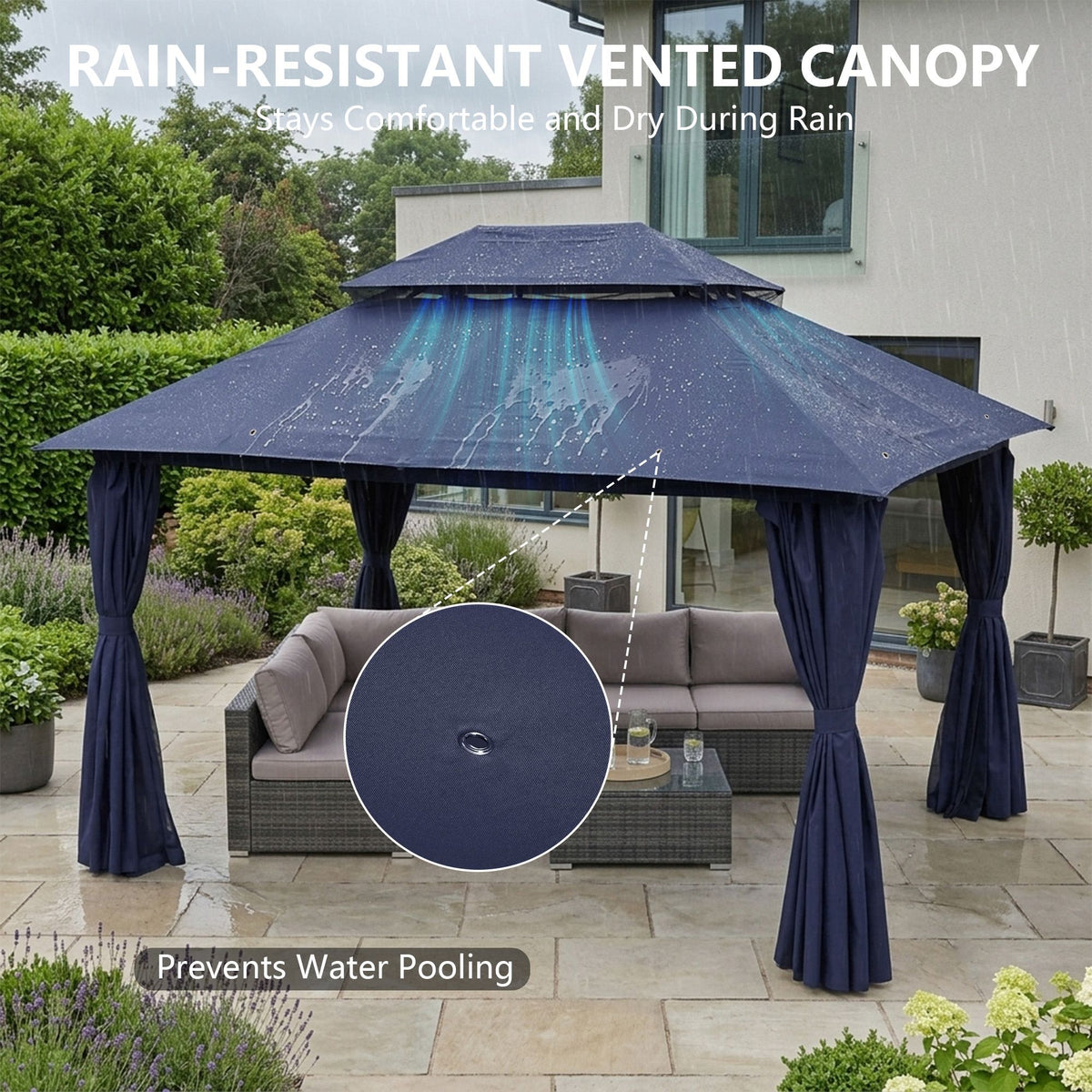 Outdoor Patio Gazebo, Roman Canopy Tent Shelter with Mosquito Netting and Privacy Sidewalls, PA-Coated Heavy Duty Frame for Backyard Garden, Gray