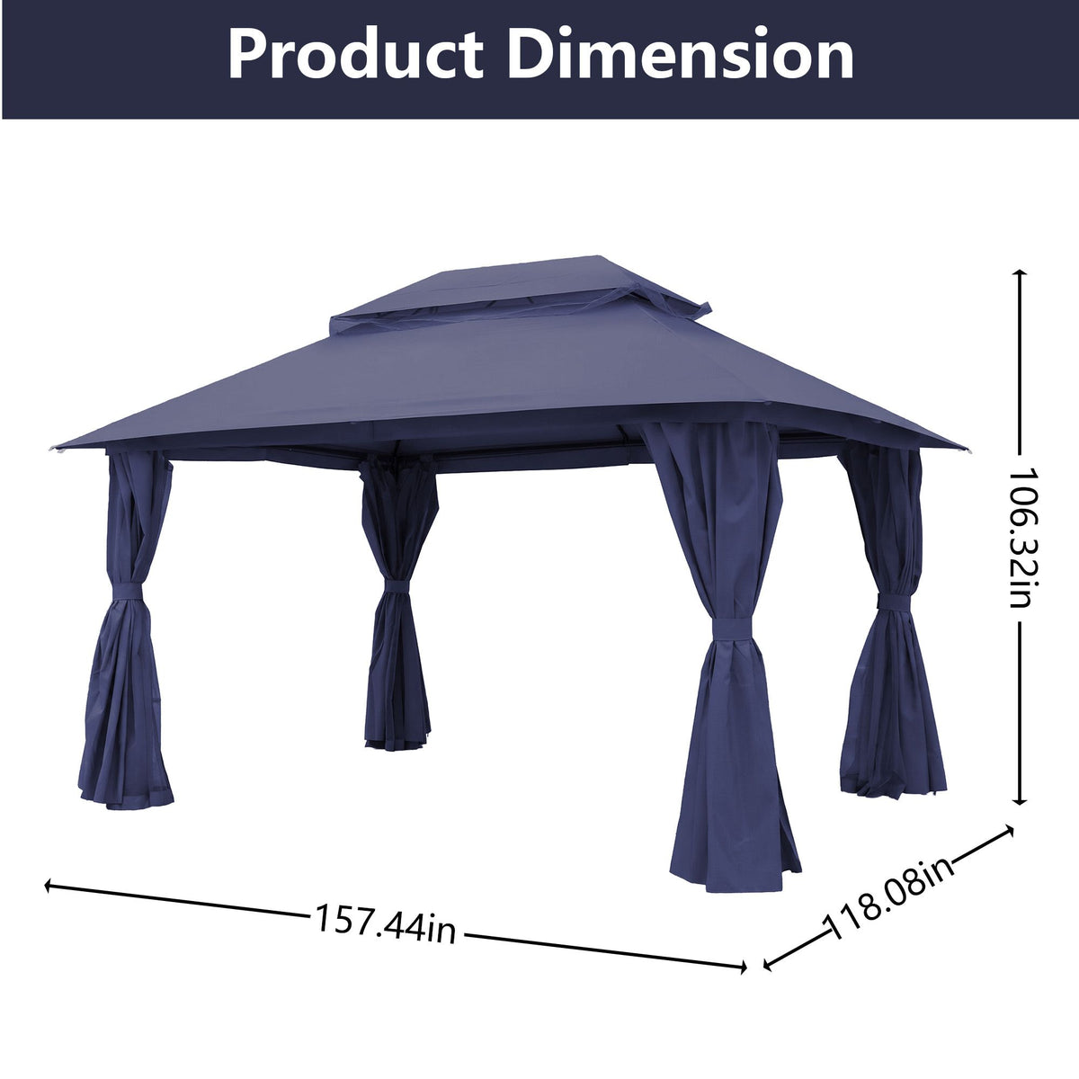 Outdoor Patio Gazebo, Roman Canopy Tent Shelter with Mosquito Netting and Privacy Sidewalls, PA-Coated Heavy Duty Frame for Backyard Garden, Gray