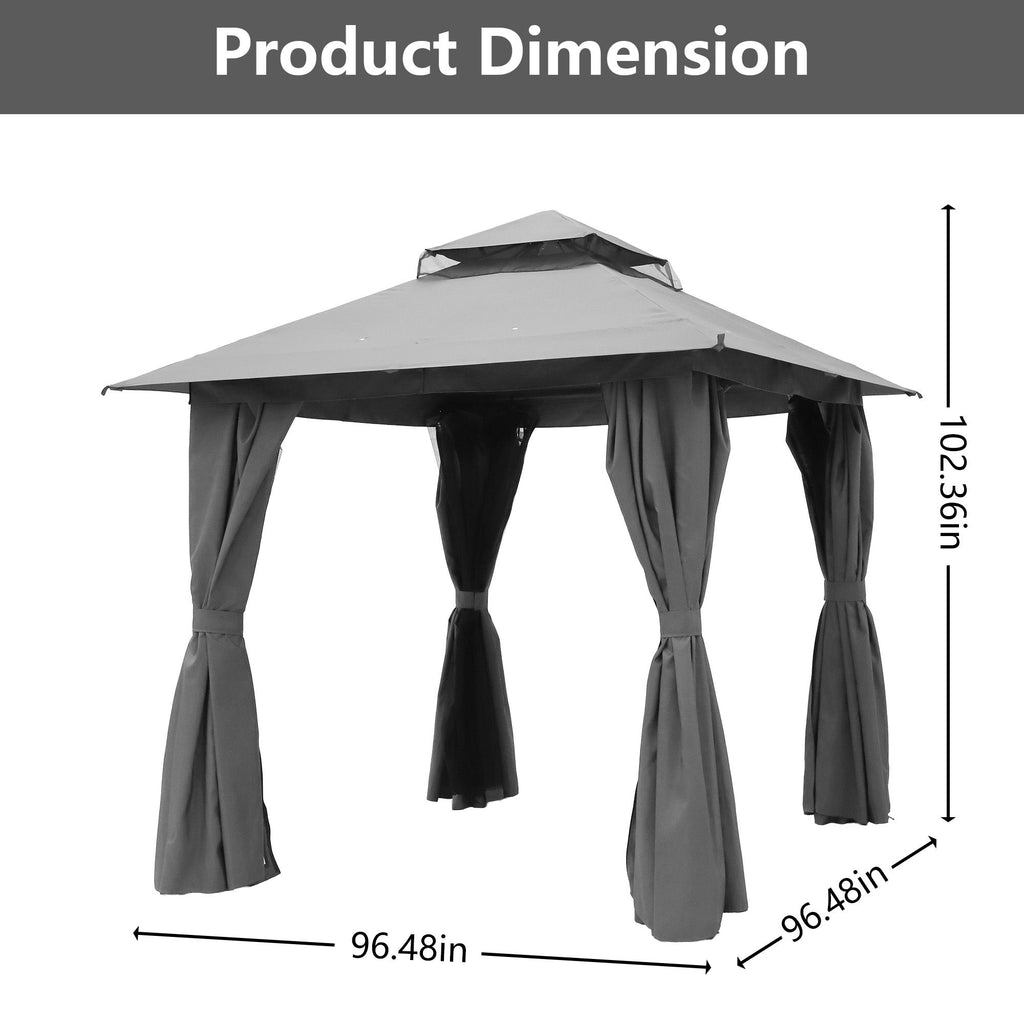 Outdoor Patio Gazebo, Roman Canopy Tent Shelter with Mosquito Netting and Privacy Sidewalls, PA-Coated Heavy Duty Frame for Backyard Garden, Gray