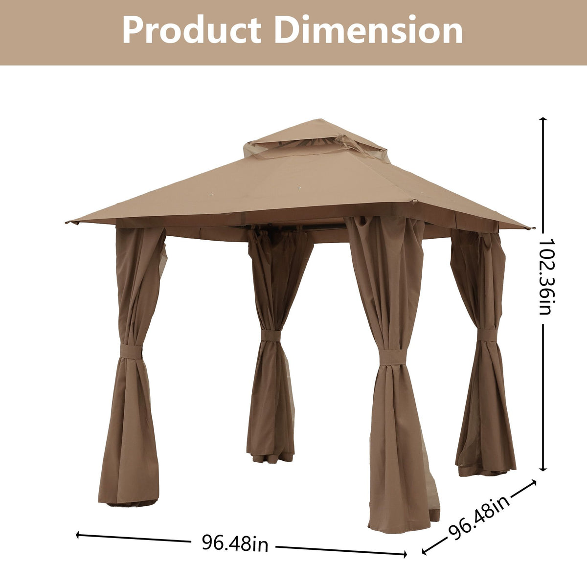 Outdoor Patio Gazebo, Roman Canopy Tent Shelter with Mosquito Netting and Privacy Sidewalls, PA-Coated Heavy Duty Frame for Backyard Garden, Gray