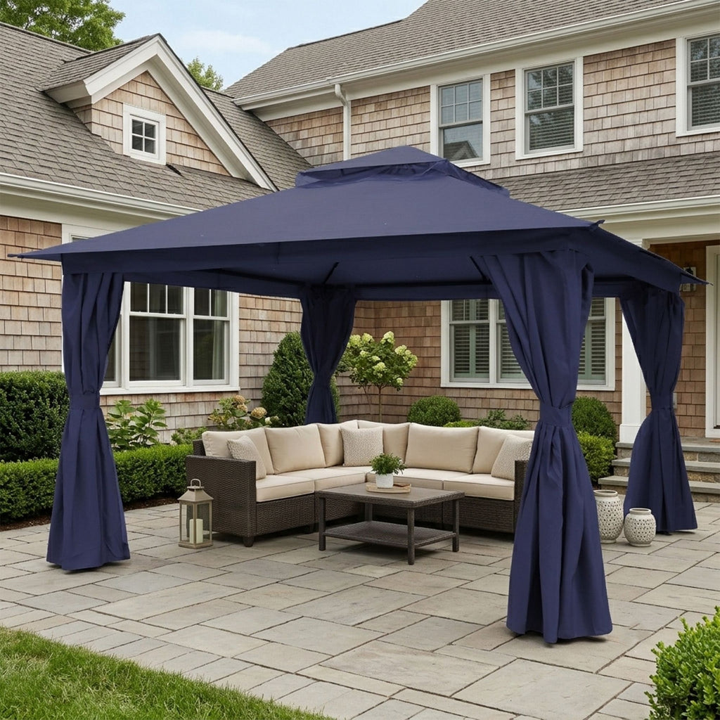 Outdoor Patio Gazebo, Roman Canopy Tent Shelter with Mosquito Netting and Privacy Sidewalls, PA-Coated Heavy Duty Frame for Backyard Garden, Gray