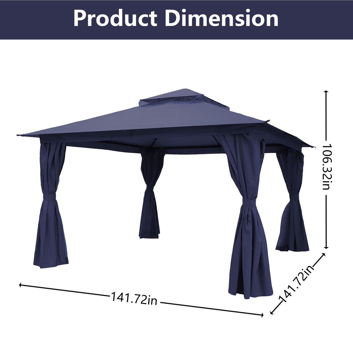 Outdoor Patio Gazebo, Roman Canopy Tent Shelter with Mosquito Netting and Privacy Sidewalls, PA-Coated Heavy Duty Frame for Backyard Garden, Gray
