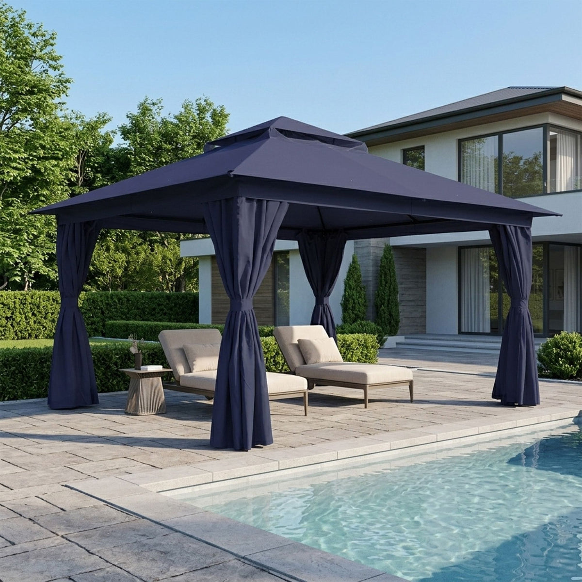 Outdoor Patio Gazebo, Roman Canopy Tent Shelter with Mosquito Netting and Privacy Sidewalls, PA-Coated Heavy Duty Frame for Backyard Garden, Gray