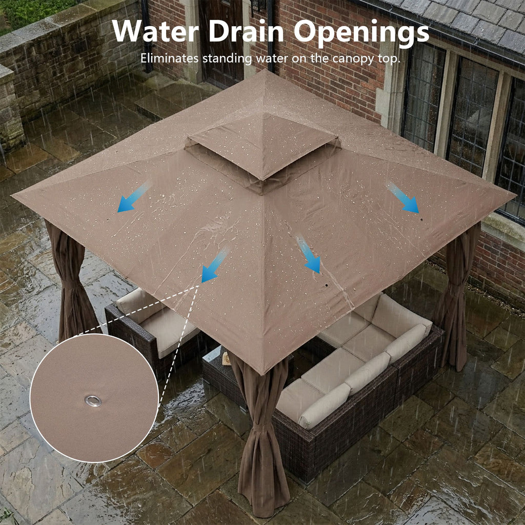 Outdoor Patio Gazebo, Roman Canopy Tent Shelter with Mosquito Netting and Privacy Sidewalls, PA-Coated Heavy Duty Frame for Backyard Garden, Gray