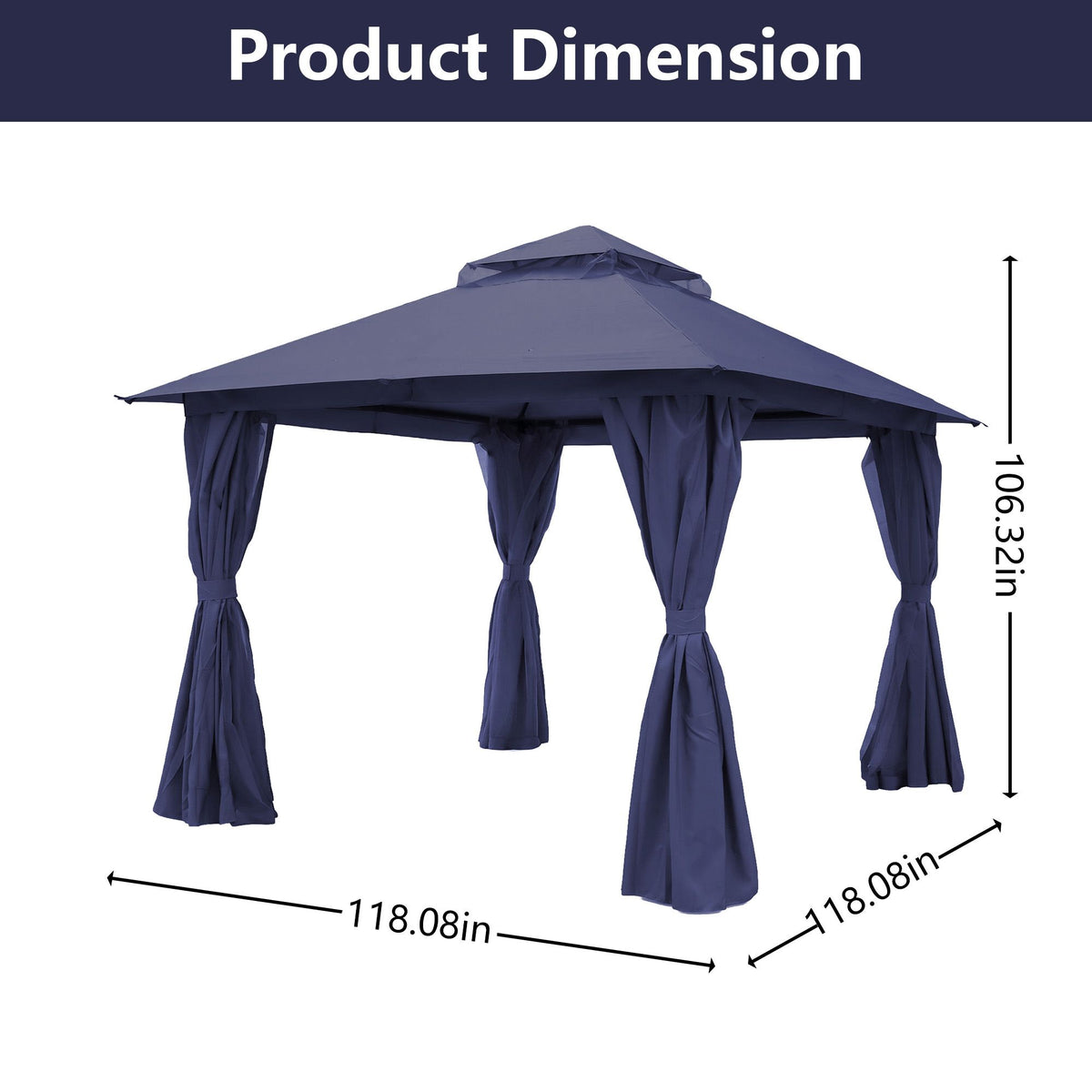 Outdoor Patio Gazebo, Roman Canopy Tent Shelter with Mosquito Netting and Privacy Sidewalls, PA-Coated Heavy Duty Frame for Backyard Garden, Gray