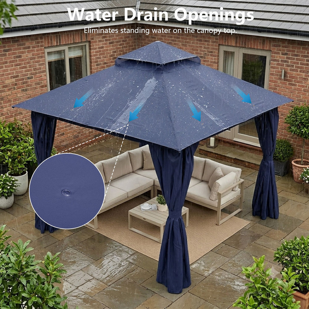 Outdoor Patio Gazebo, Roman Canopy Tent Shelter with Mosquito Netting and Privacy Sidewalls, PA-Coated Heavy Duty Frame for Backyard Garden, Gray