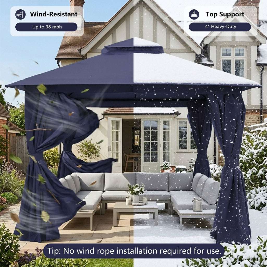 Outdoor Patio Gazebo, Roman Canopy Tent Shelter with Mosquito Netting and Privacy Sidewalls, PA-Coated Heavy Duty Frame for Backyard Garden, Gray