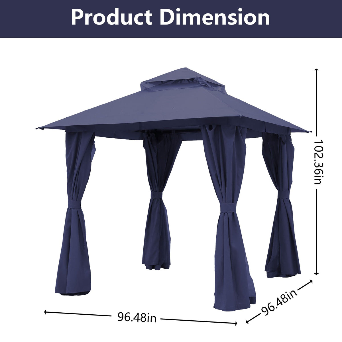 Outdoor Patio Gazebo, Roman Canopy Tent Shelter with Mosquito Netting and Privacy Sidewalls, PA-Coated Heavy Duty Frame for Backyard Garden, Gray