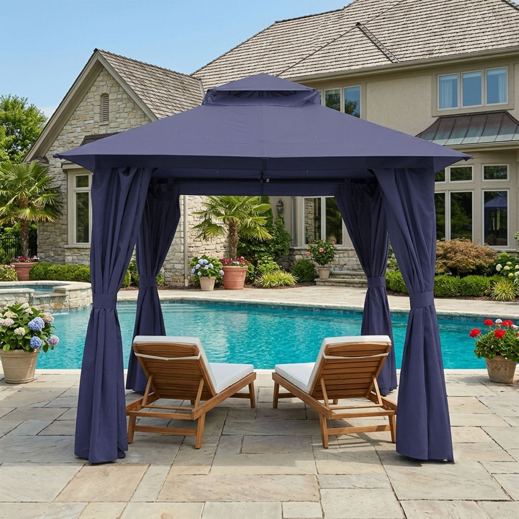 Outdoor Patio Gazebo, Roman Canopy Tent Shelter with Mosquito Netting and Privacy Sidewalls, PA-Coated Heavy Duty Frame for Backyard Garden, Gray