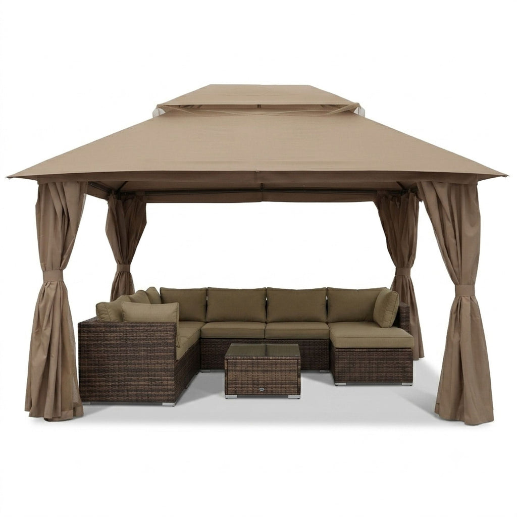 Outdoor Patio Gazebo, Roman Canopy Tent Shelter with Mosquito Netting and Privacy Sidewalls, PA-Coated Heavy Duty Frame for Backyard Garden, Gray