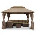 Outdoor Patio Gazebo, Roman Canopy Tent Shelter with Mosquito Netting and Privacy Sidewalls, PA-Coated Heavy Duty Frame for Backyard Garden, Gray