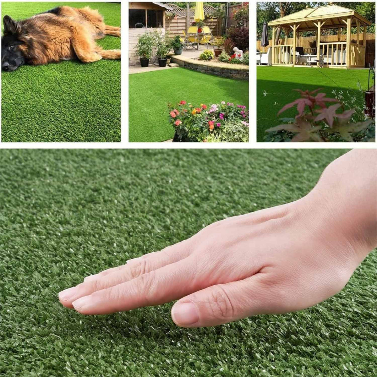 5FT*40FT Artificial Turf, Mat with Drainage Holes. Thick Fake Grass with Rubber Backing, Ideal for Indoor/Outdoor Pet Areas, Garden, Lawn, Patio & Balcony Decor(Grass height 0.6 inches/1.5cm)