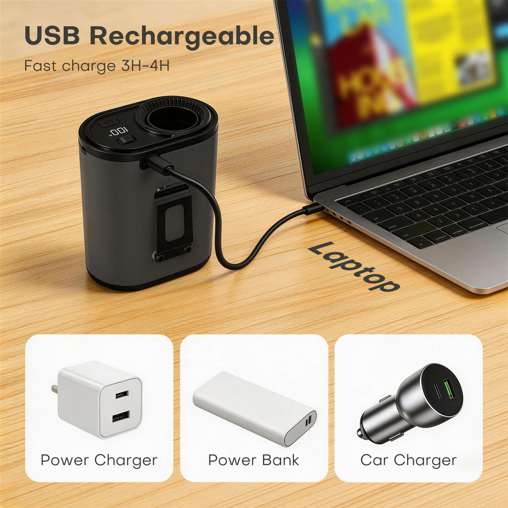 FS012 Portable Waist Fan with Neck Strap & Desktop Stand · 100 Speeds · 20000 RPM · Rechargeable ·Grey