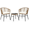 3 Pieces Outdoor Patio Furniture Set with Soft Cushions