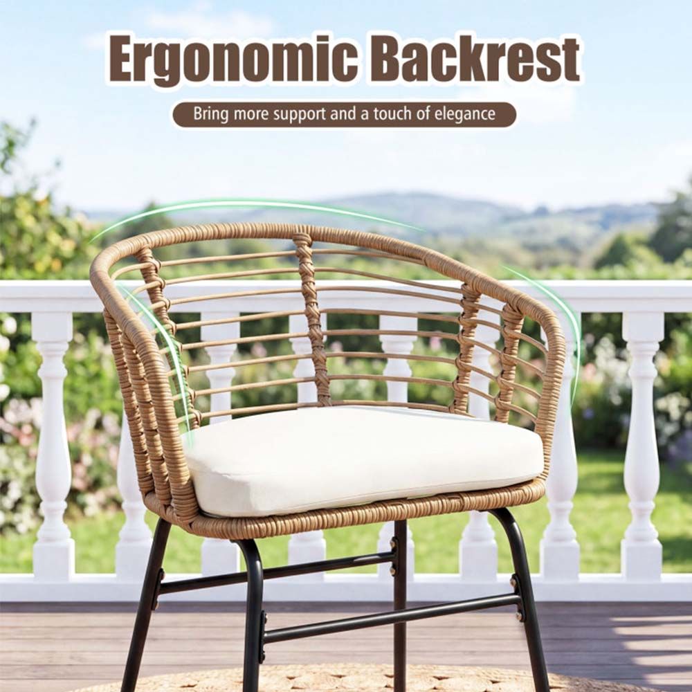 3 Pieces Outdoor Patio Furniture Set with Soft Cushions