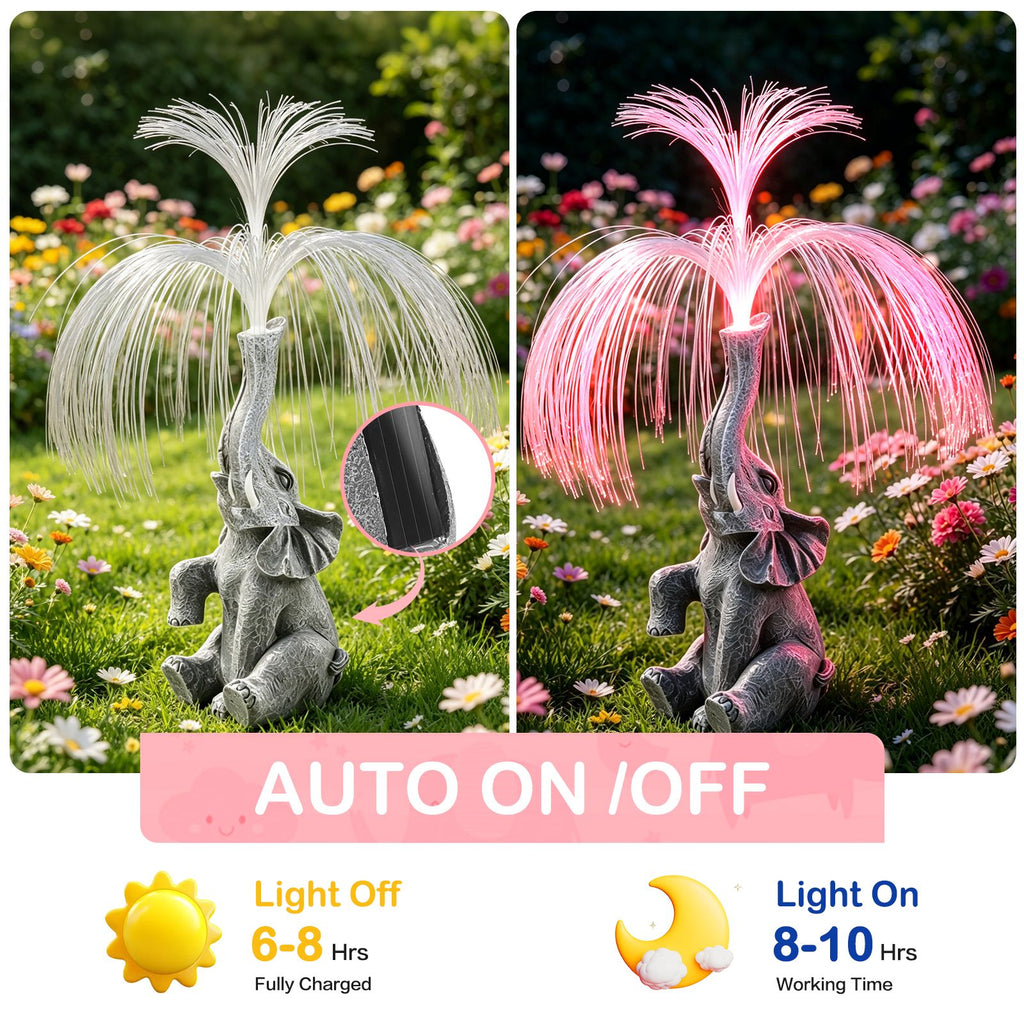 Solar Fiber Optic Elephant Statue Light – Glowing Fountain-Shaped Outdoor Decor for Garden, Lawn, Pathway & Patio | Waterproof, No Water Needed, Unique Gift