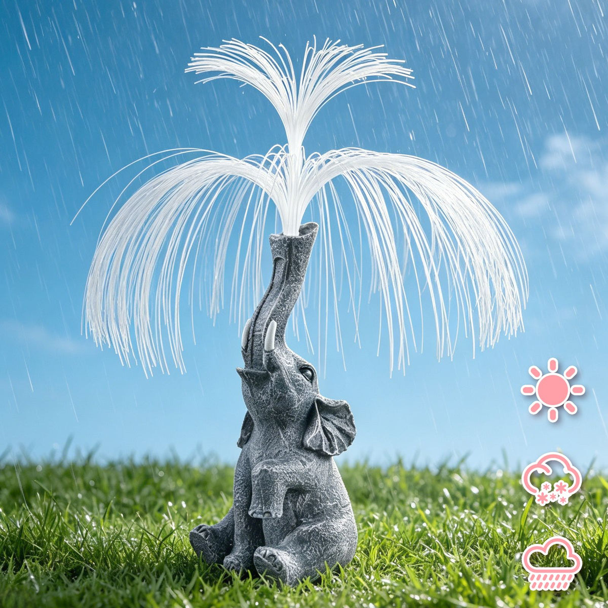 Solar Fiber Optic Elephant Statue Light – Glowing Fountain-Shaped Outdoor Decor for Garden, Lawn, Pathway & Patio | Waterproof, No Water Needed, Unique Gift