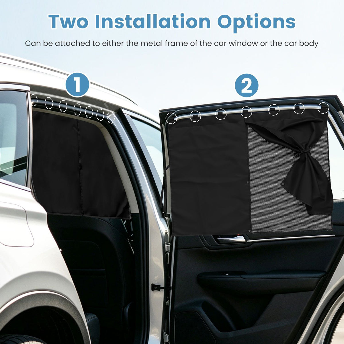 2 Pack Car Window Shades ,Vehicle Magnetic Sun Shade for Side Window, 3 Adjustable Shading Modes, Polyester Mesh Privacy Curtain, Universal Fit for Most Cars SUVs & Trucks