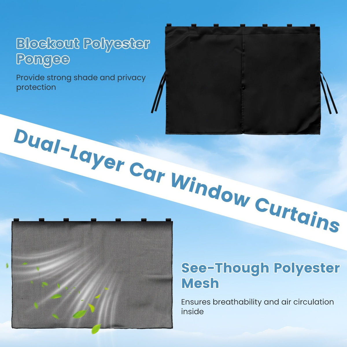 2 Pack Car Window Shades ,Vehicle Magnetic Sun Shade for Side Window, 3 Adjustable Shading Modes, Polyester Mesh Privacy Curtain, Universal Fit for Most Cars SUVs & Trucks