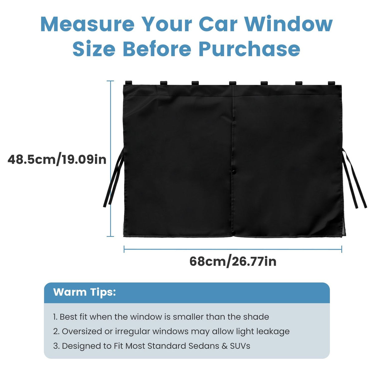 2 Pack Car Window Shades ,Vehicle Magnetic Sun Shade for Side Window, 3 Adjustable Shading Modes, Polyester Mesh Privacy Curtain, Universal Fit for Most Cars SUVs & Trucks
