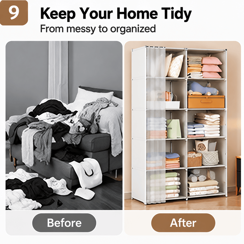 5-Tier Portable Wardrobe Closet, Large Capacity Clothes Organizer with Sturdy Steel Frame, Dust Cover, Freestanding Storage for Bedroom & Apartment