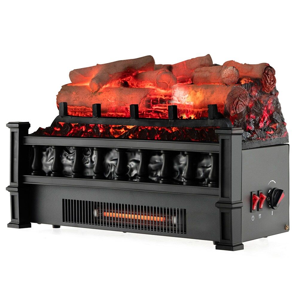 20 Inch Electric Fireplace Heater with Realistic Birchwood Ember Bed