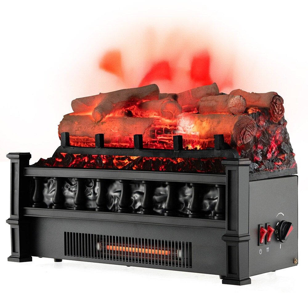 20 Inch Electric Fireplace Heater with Realistic Birchwood Ember Bed