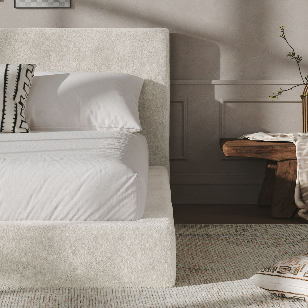 AirFrame King Frameless Bed Surround, 8.7'' Cloud Upholstered sponge cushion, Easy Assembly (Excluding bed frame), Off-white.