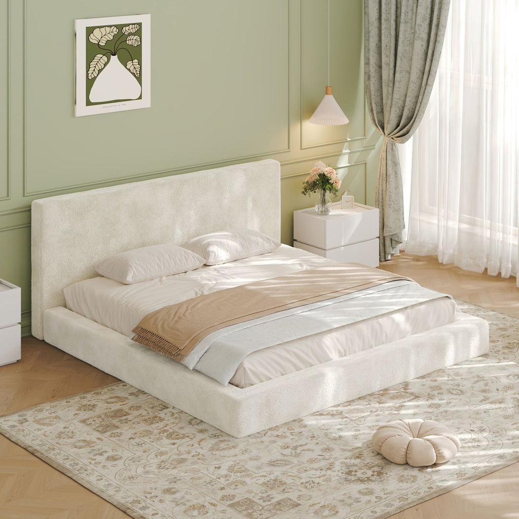 AirFrame King Frameless Bed Surround, 8.7'' Cloud Upholstered sponge cushion, Easy Assembly (Excluding bed frame), Off-white.