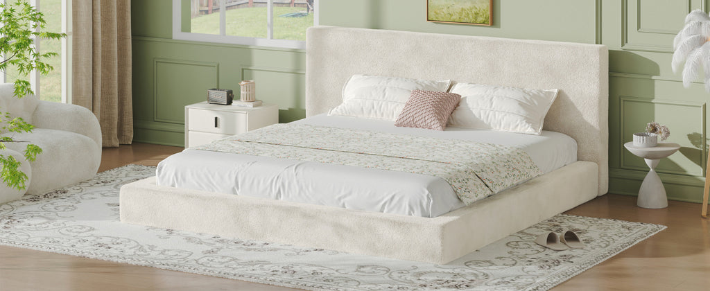 AirFrame King Frameless Bed Surround, 8.7'' Cloud Upholstered sponge cushion, Easy Assembly (Excluding bed frame), Off-white.