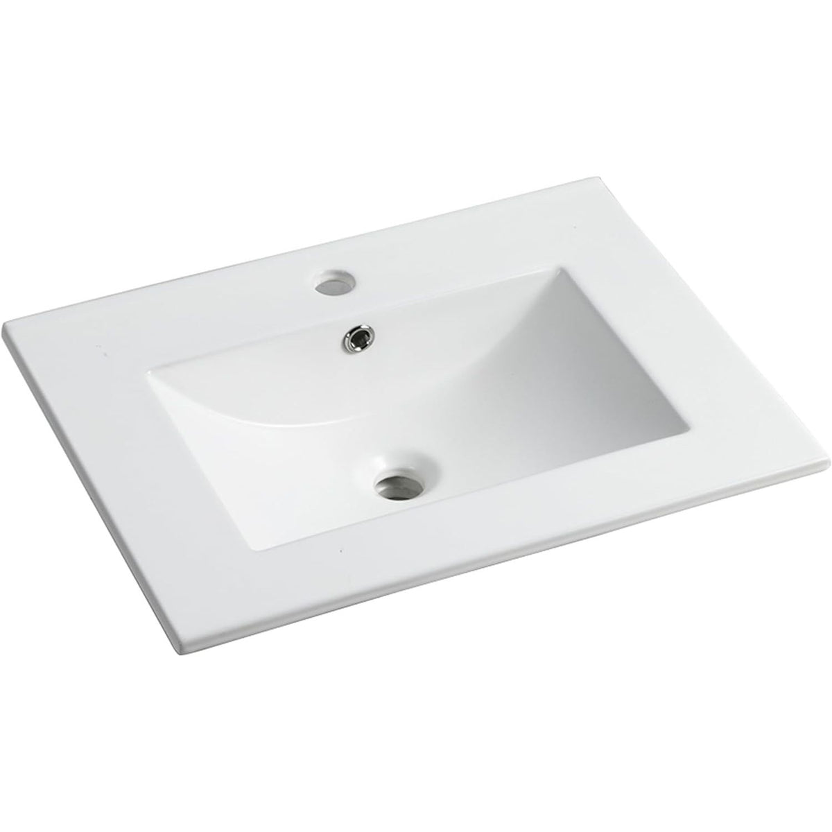 24-Inch White Ceramic Bathroom Sink,Compatible with 24-Inch Vanities,Pre-Drilled Faucet Hole,Space-Saving Design,Easy to Clean