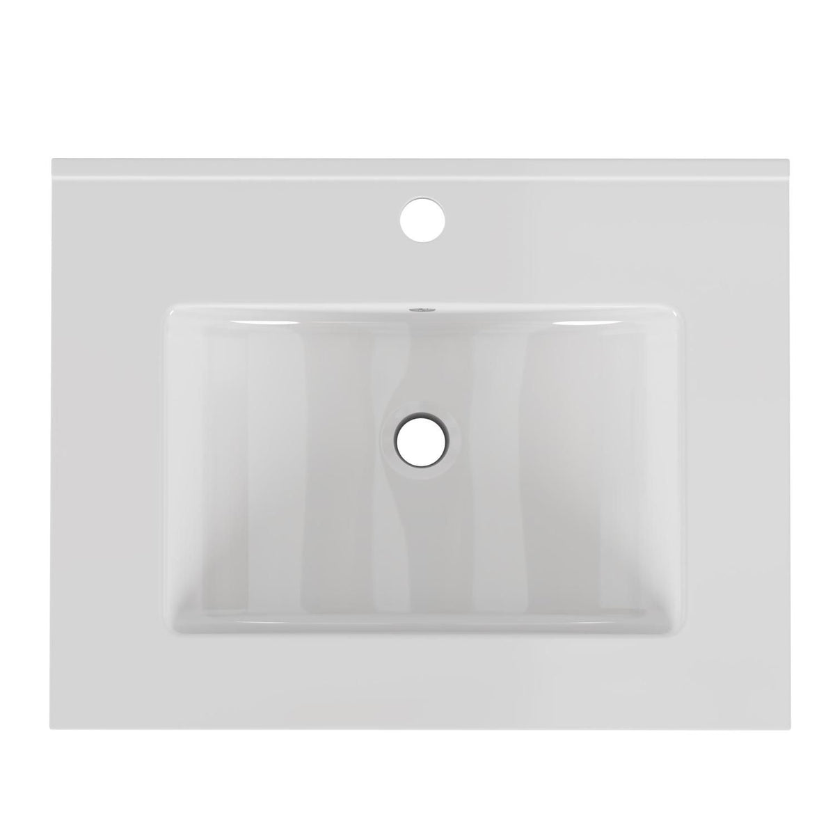 24-Inch White Ceramic Bathroom Sink,Compatible with 24-Inch Vanities,Pre-Drilled Faucet Hole,Space-Saving Design,Easy to Clean