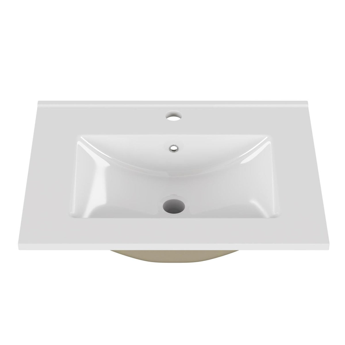 24-Inch White Ceramic Bathroom Sink,Compatible with 24-Inch Vanities,Pre-Drilled Faucet Hole,Space-Saving Design,Easy to Clean